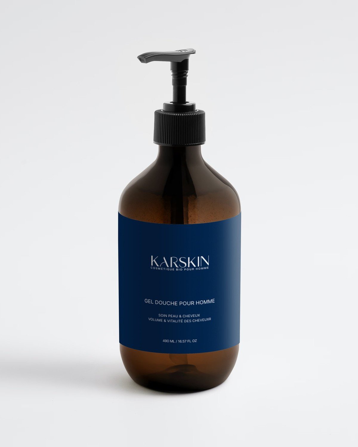 Gel douche pour homme Karskin, 490 ml, habillage bleu marine